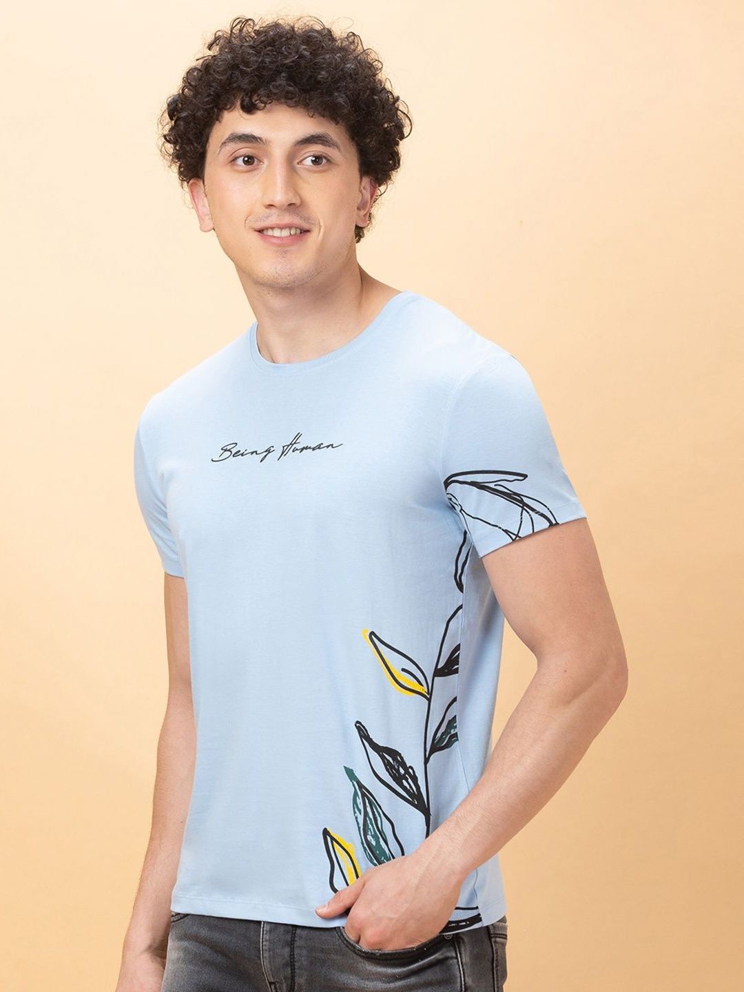 Being Human Men Typography Printed Applique T-shirt