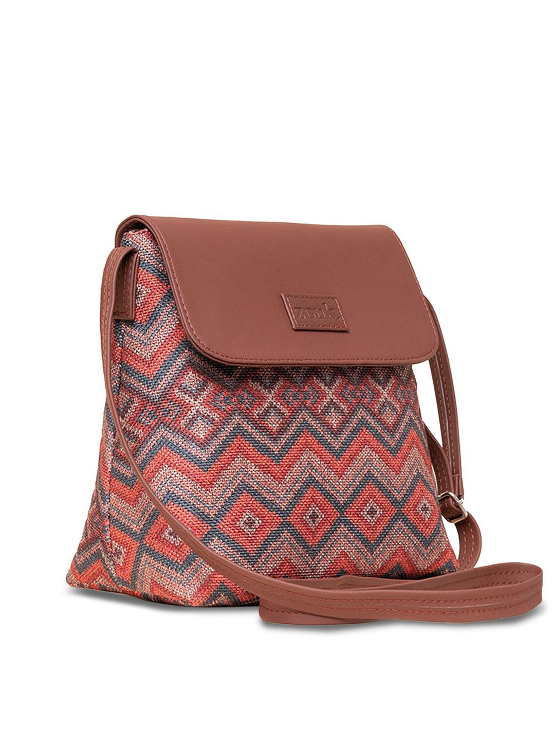 ZOUK Geometric Printed Structured Sling Bag
