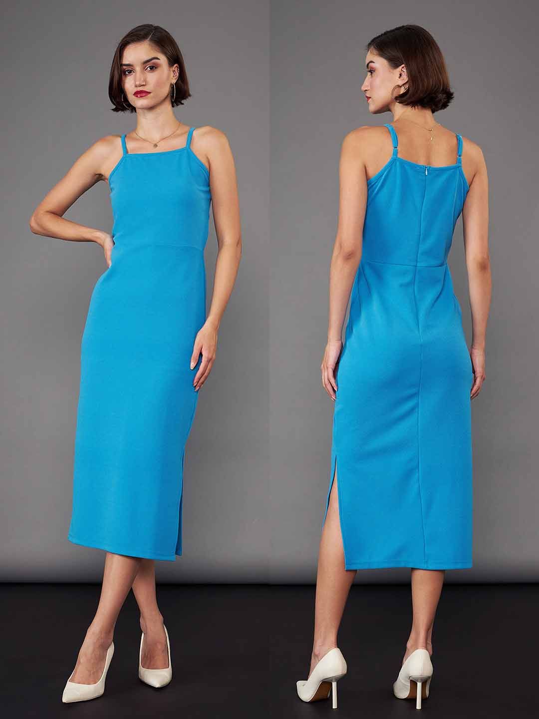 SASSAFRAS worklyf Square Neck Bodycon Midi Dress With Shrug