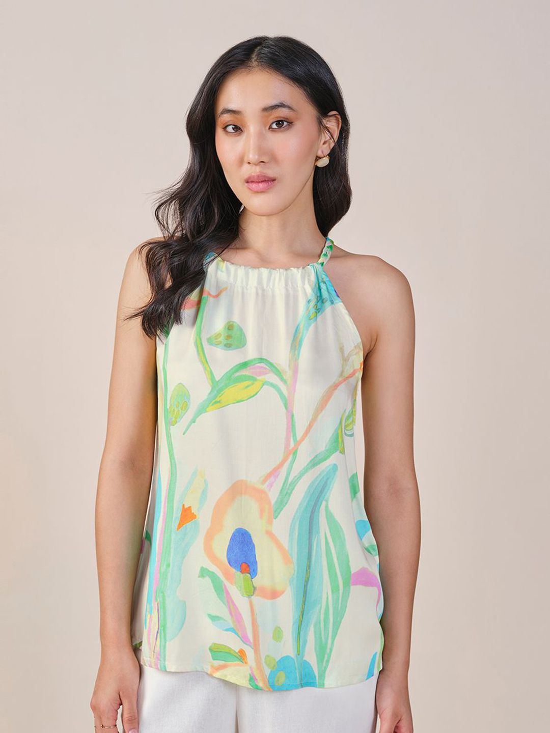 AND Halter Neck Sleeveless Printed Top