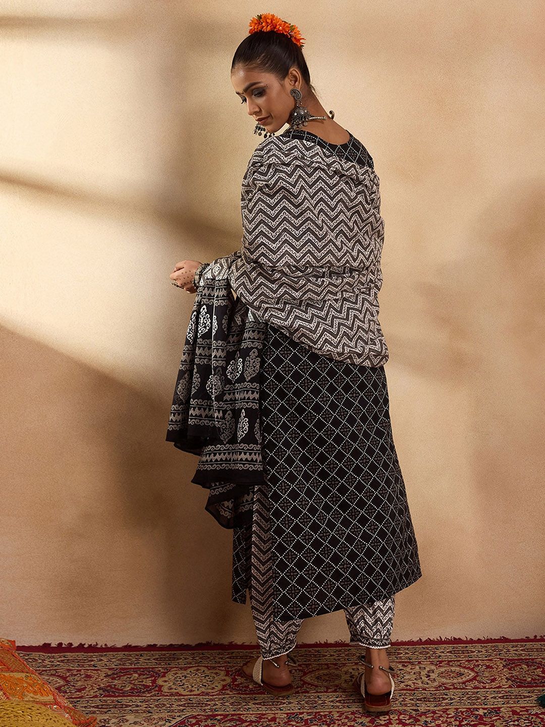 Indo Era Printed Regular Pure Cotton Kurta with Salwar &  Dupatta