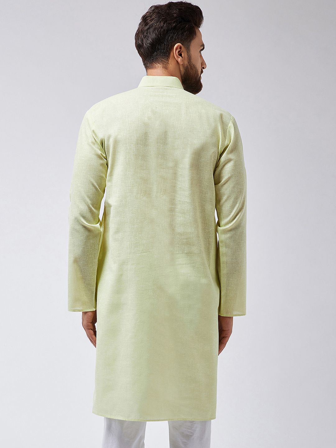 SOJANYA Kurta Lurus Pepejal Hijau Limau Lelaki