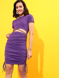 STREET 9 Round Neck Cut-Out Ruched Bodycon Dress