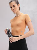 HRX by Hrithik Roshan Women Cut Outs Slim Fit Crop Training T-shirt