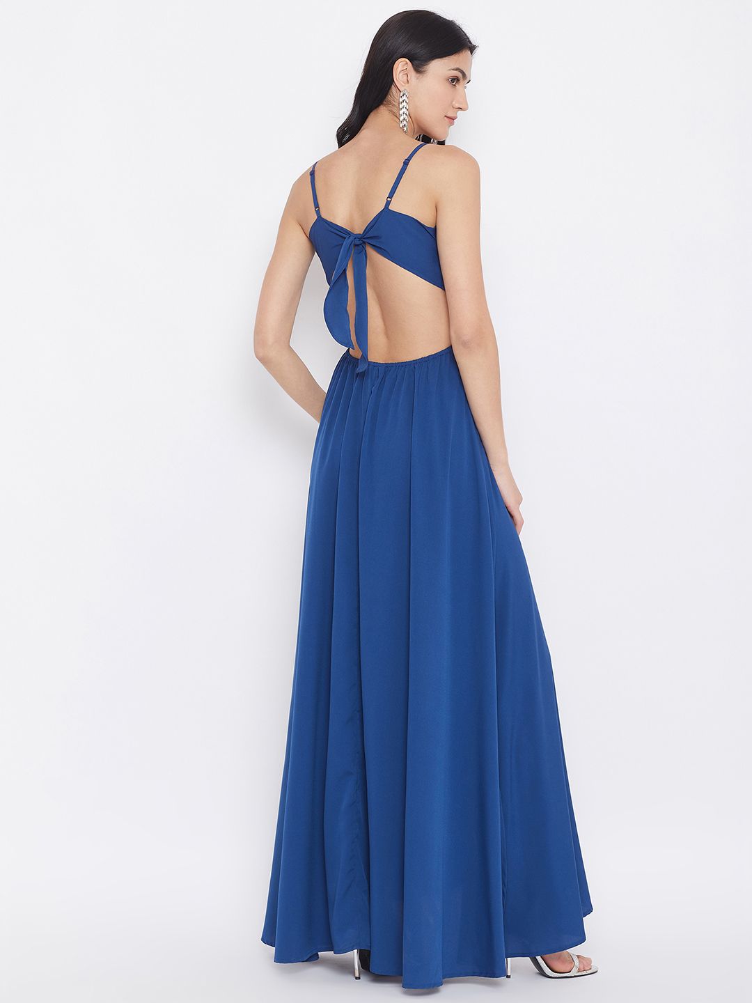 Berrylush Women Blue Solid Maxi Dress