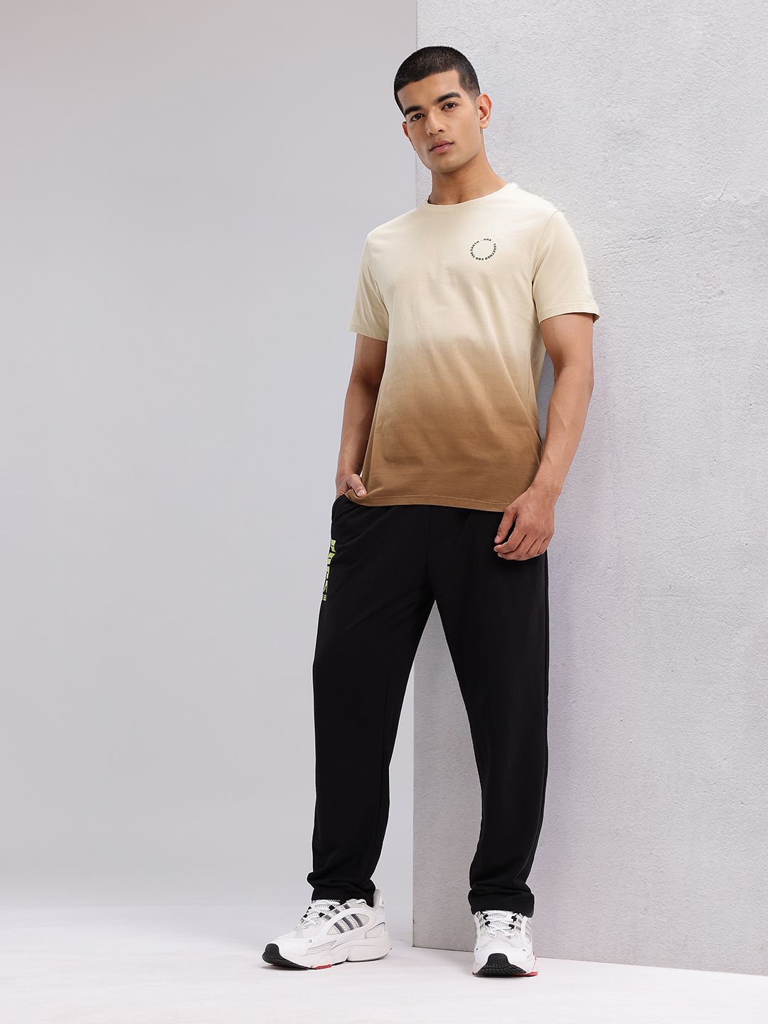 HRX by Hrithik Roshan Ombre Effect Brand Logo Detail Pure Cotton Yoga T-shirt