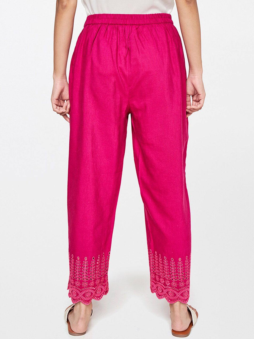Global Desi Women Pink Straight Fit Trousers
