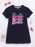 Happy Faces Girls Barbie Printed Pure Cotton Longline T-shirt