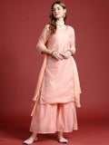 Anouk Striped Regular Kurta with Sharara & With Dupatta