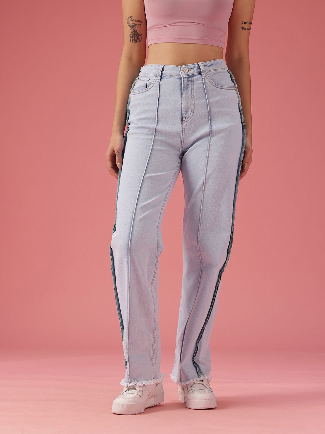 DressBerry Women Straight Fit High-Rise Light Fade Stretchable Jeans