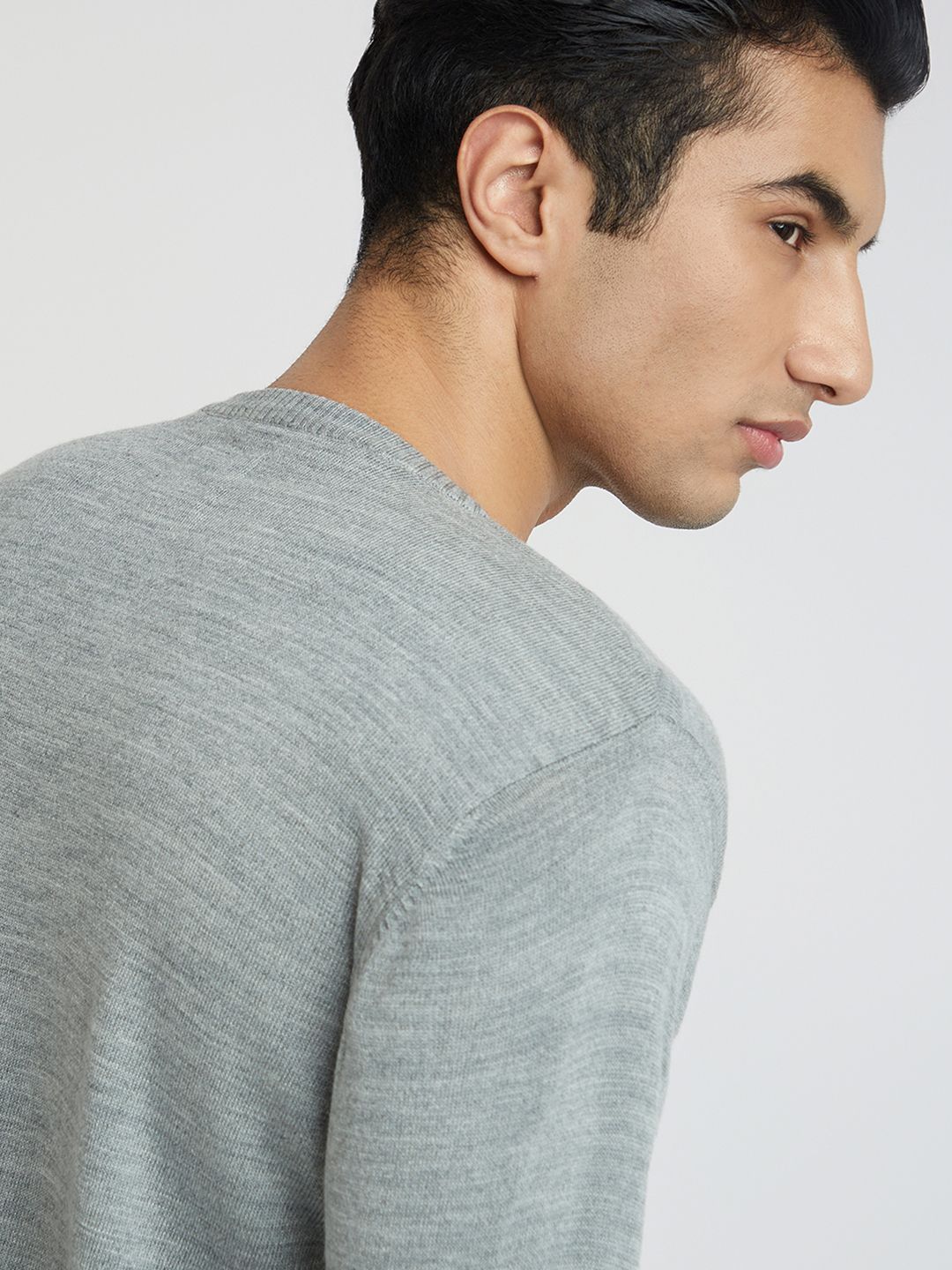 Raymond Men Grey Colourblocked Geometric Sweater