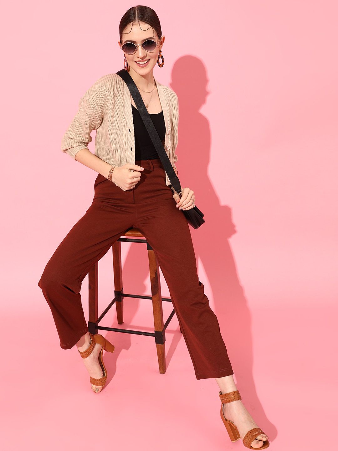 STREET 9 Women Acrylic Ribbed Crop Cardigan