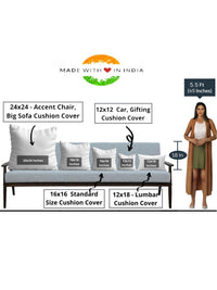 STITCHNEST White & Blue Set of 5 Geometric Square Cushion Covers