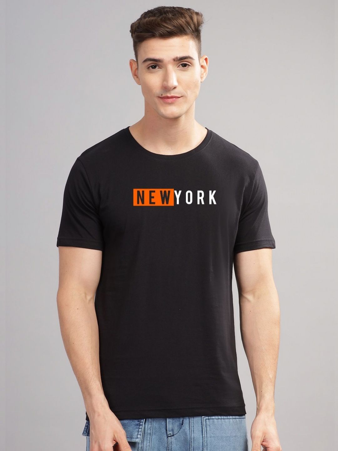 ADRO Men Typography Printed Raw Edge T-shirt