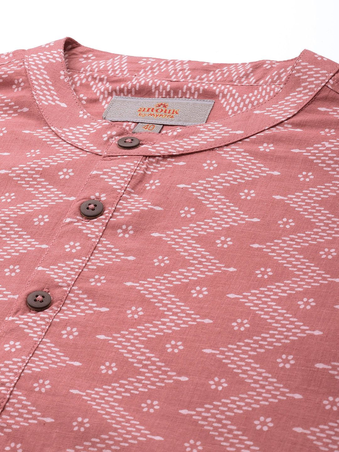 Anouk Men Geometric Printed Cotton Short Kurta