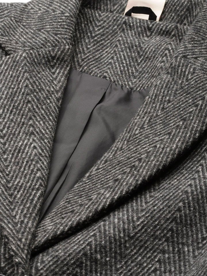 all about you Geometric Self Design Single-Breasted Longline Over Coat