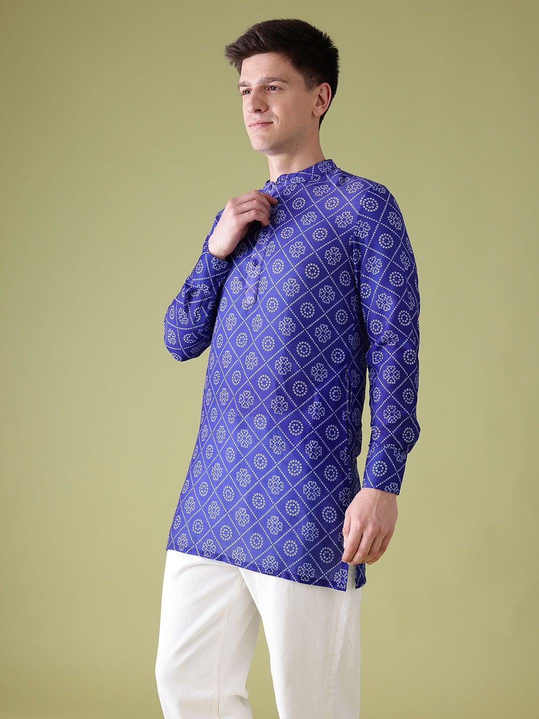Anouk Mandarin Collar Bandhani Printed Kurta