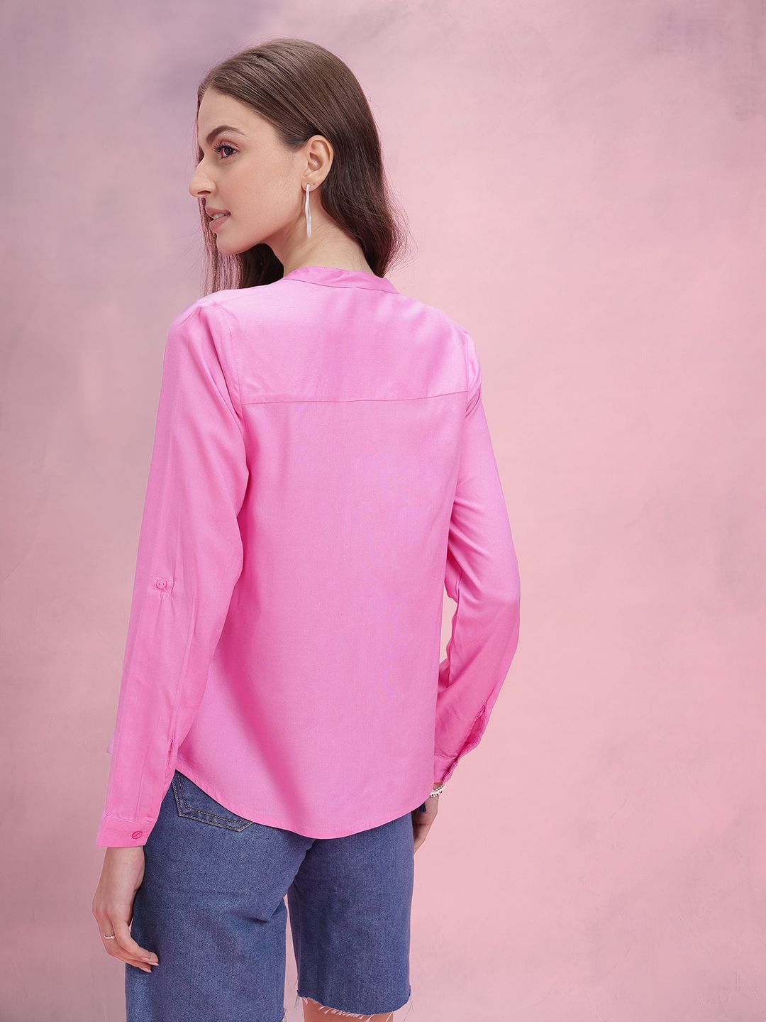 DressBerry Mandarin Collar Casual Shirt