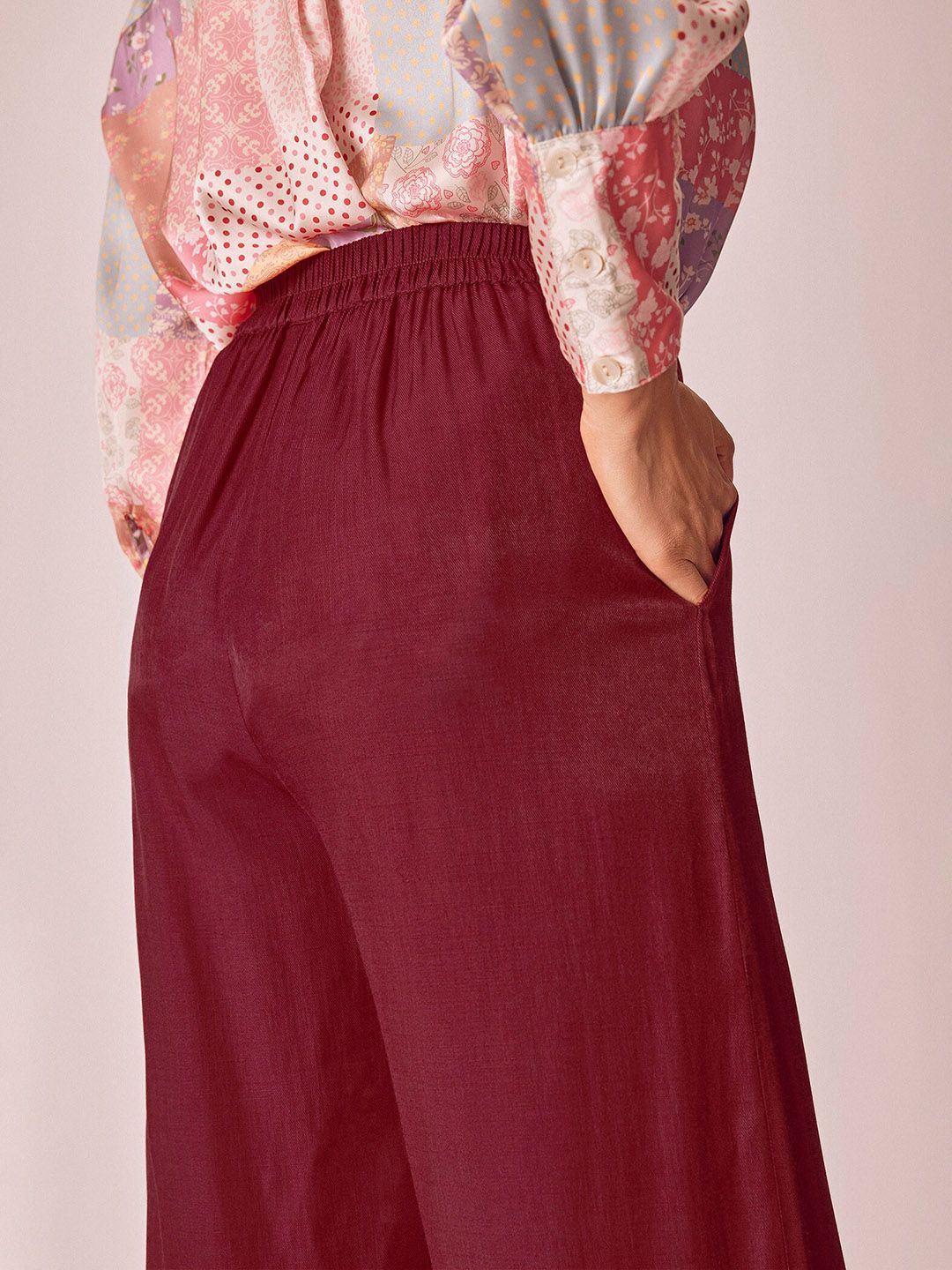 The Label Life Women Relaxed Flared Fit High-Rise Parallel Trousers