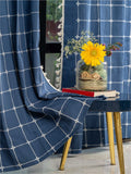 URBAN SPACE Blue & White Embroidered Window Curtain