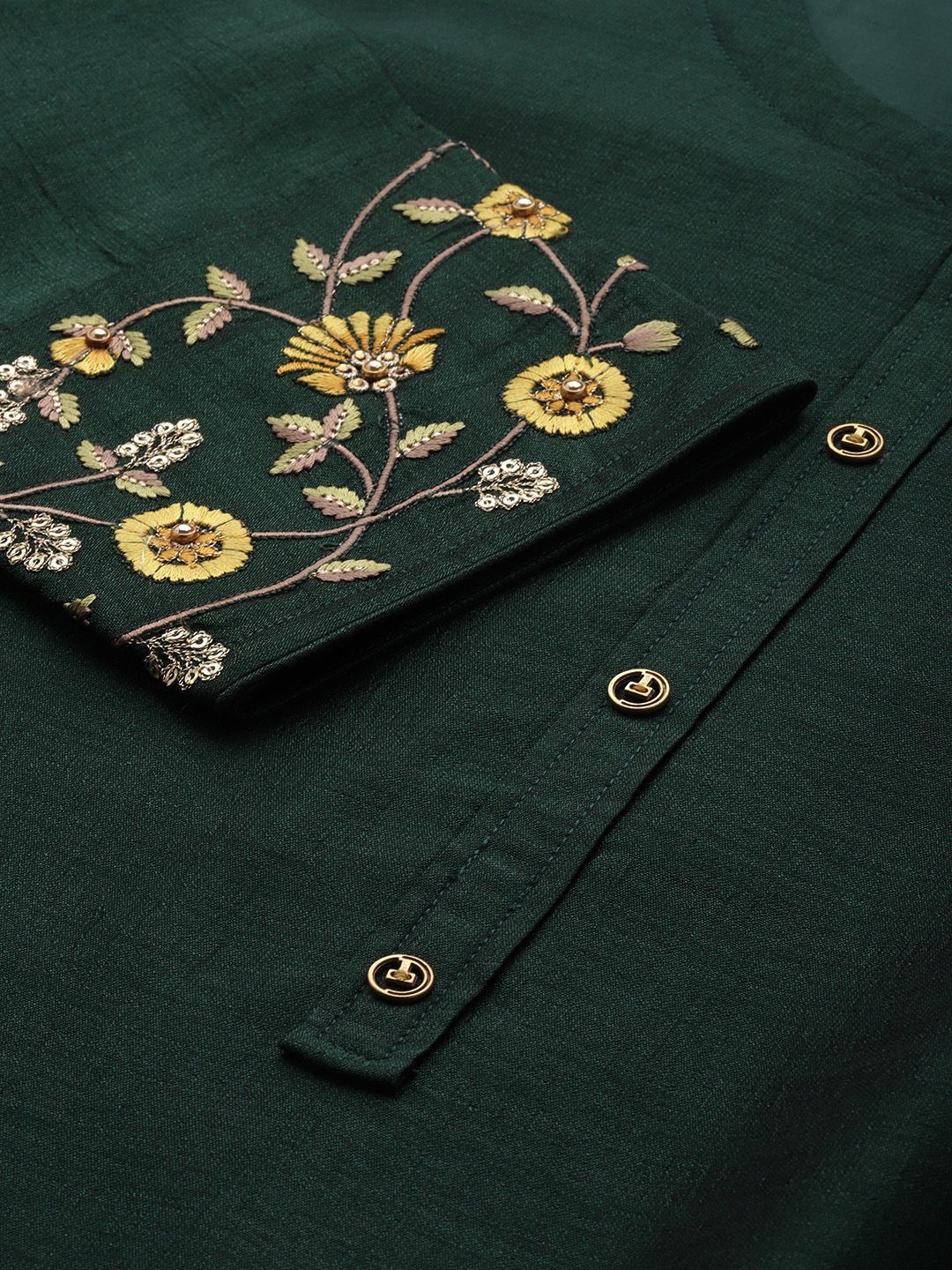 Libas Women Green Thread Work Kurta