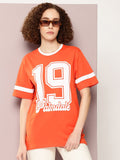 DILLINGER Women Typography Printed Pure Cotton Oversized T-shirt
