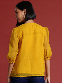 all about you Dobby Detail Puff Sleeve Top