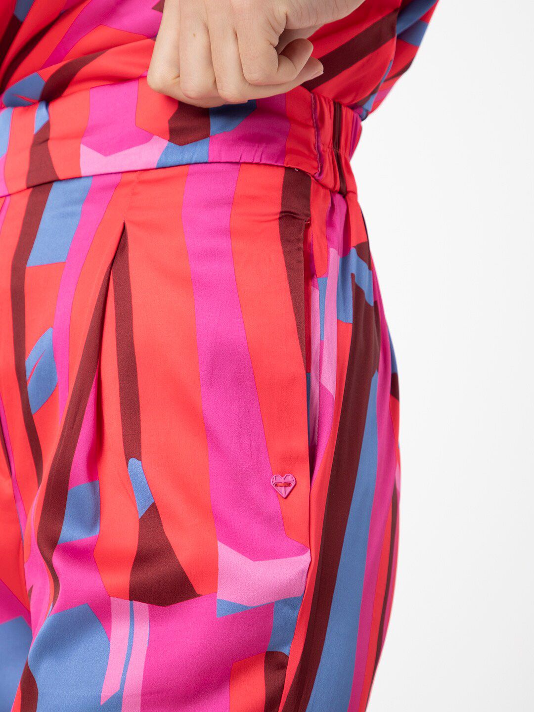 RAREISM Printed Satin Pleated Trousers