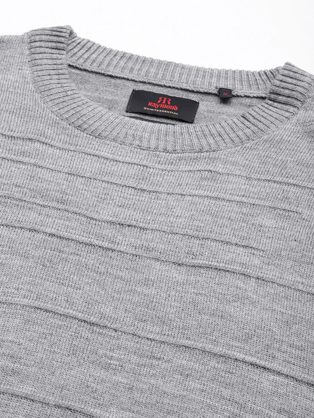 Raymond Men Grey Solid Pullover