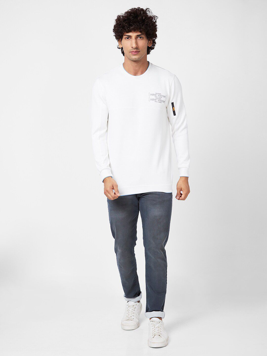 SPYKAR Typography Printed Cotton Sweatshirt