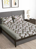 Story@home Brown & White 180 TC Queen Bedsheet with 2 Pillow Covers