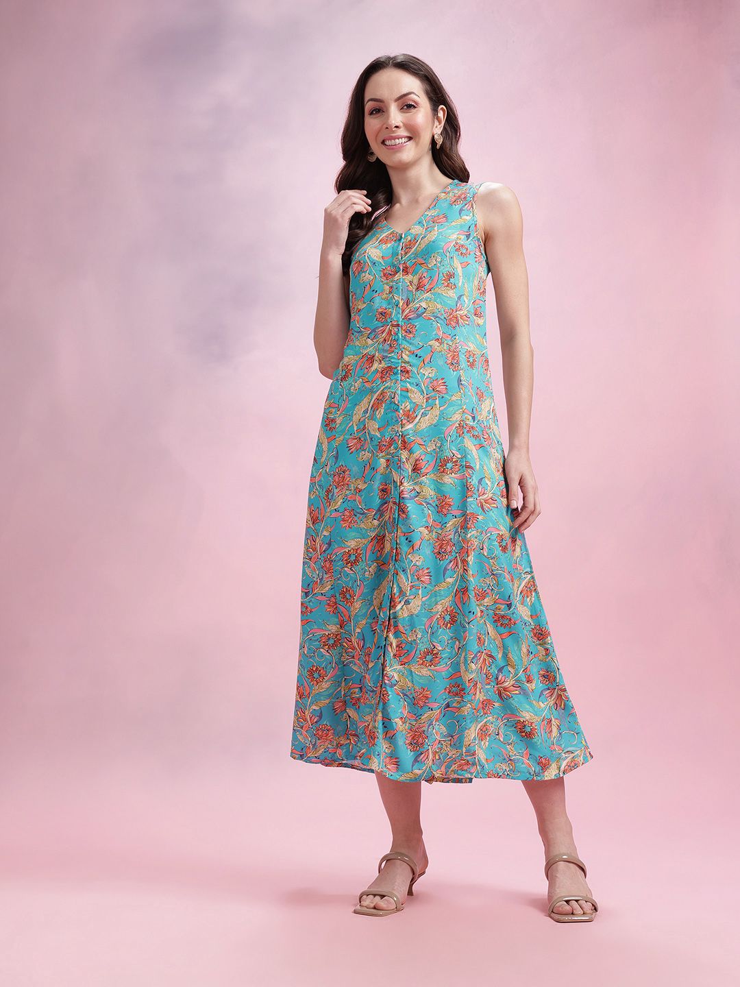 DressBerry Floral Print Midi Dress