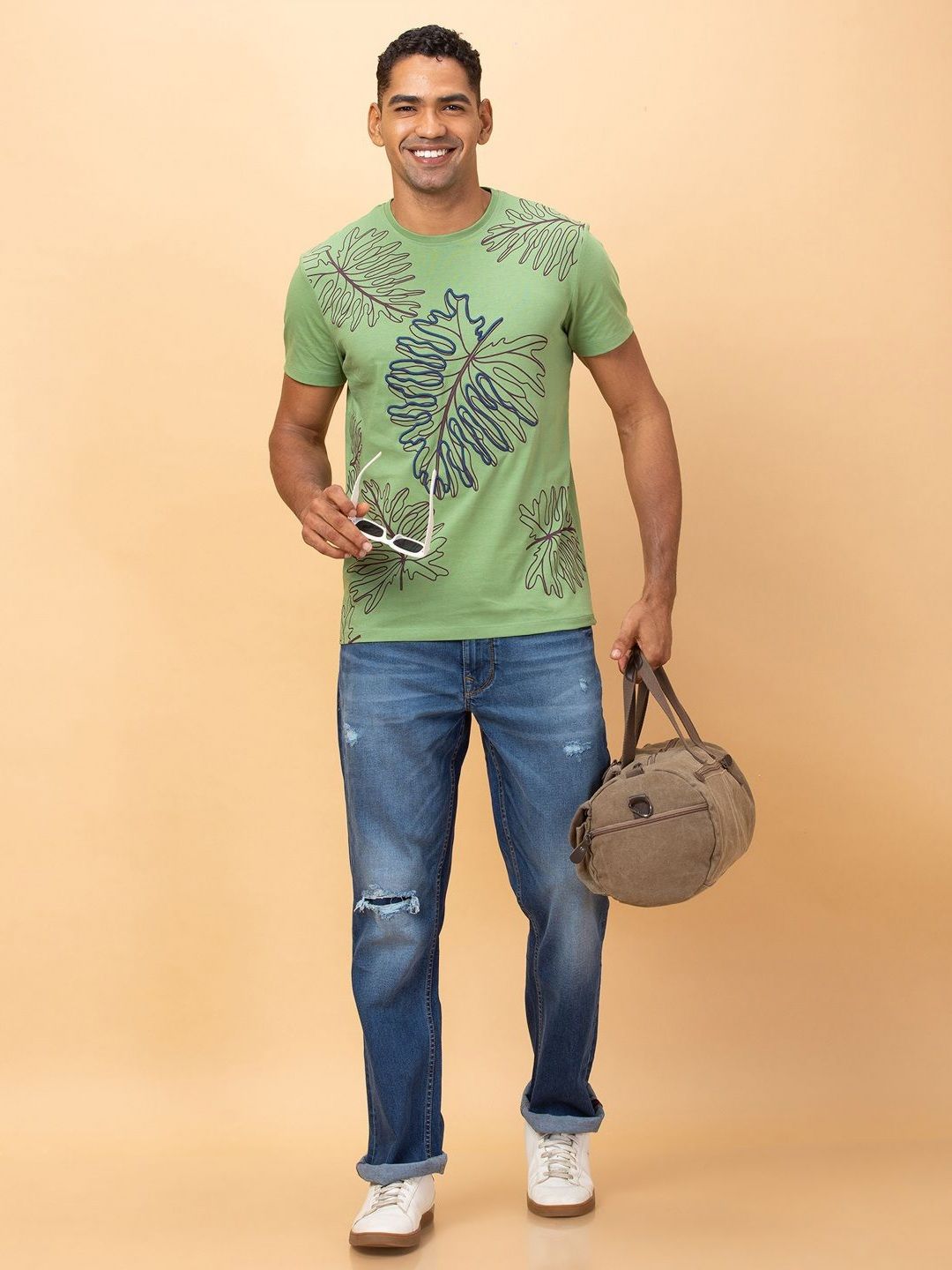 Being Human Pure Cotton Floral Printed Cut Outs T-shirt