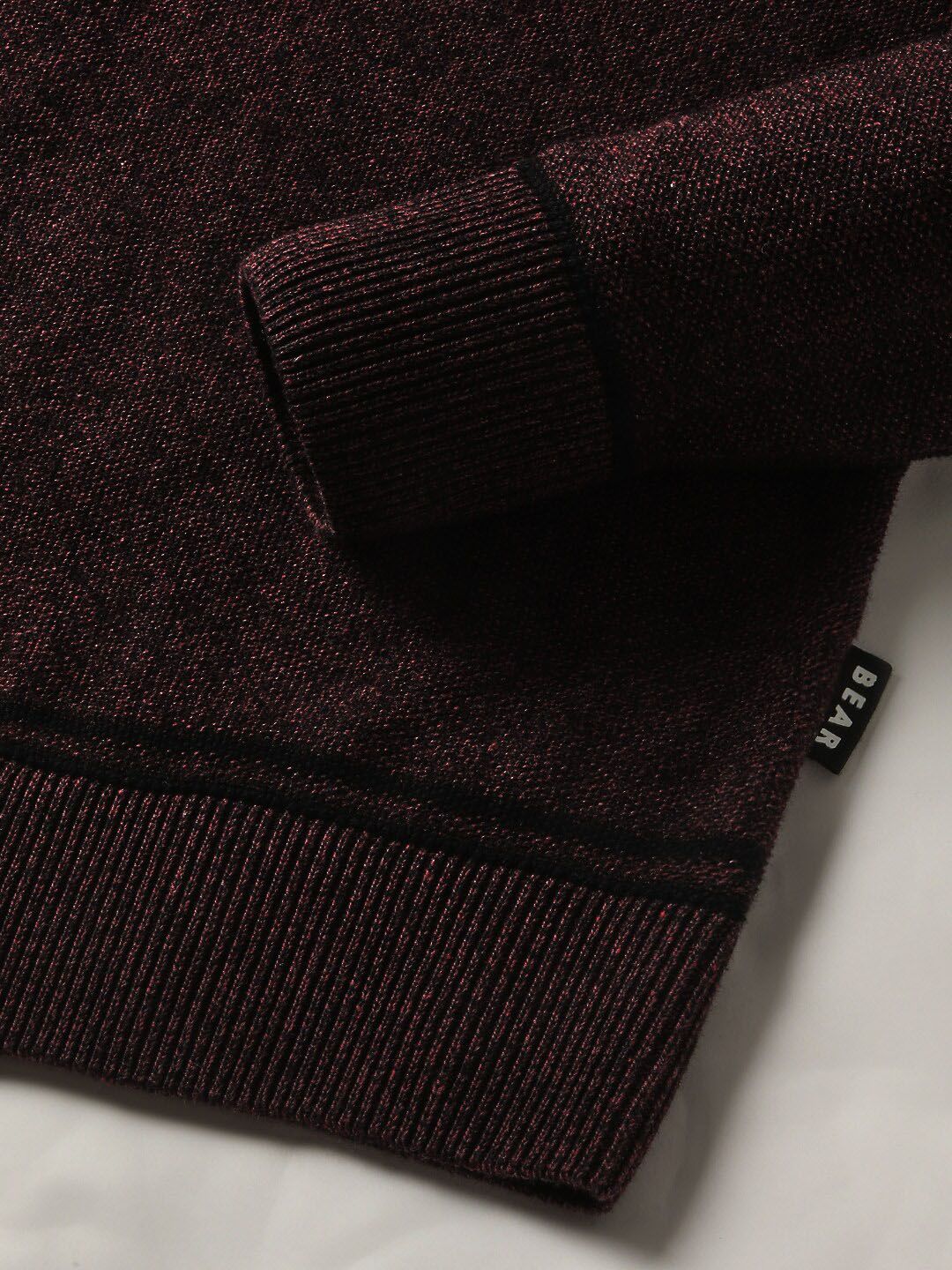 THE BEAR HOUSE Men Solid Pure Cotton Shirt Collar Sweater