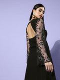 Athena Women Black Embellished Sheer Dress