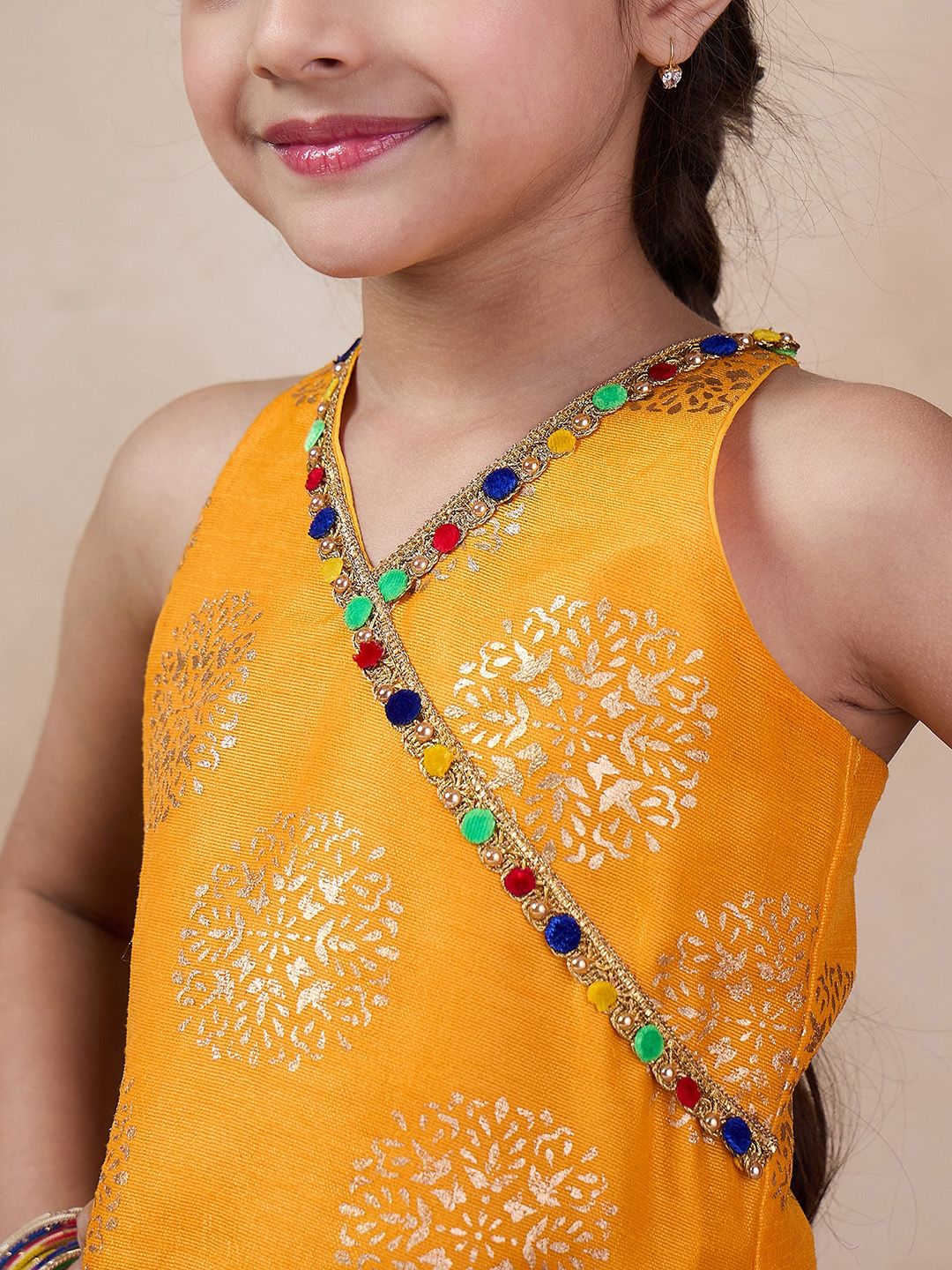 pspeaches V Neck Sleeveless Printed Top & Dhoti Pant Clothing Set