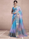 KALINI Ombre Printed Zari Organza Dabu Saree