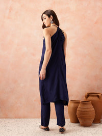 all about you Halter Neck High Slit Kurta with Trousers