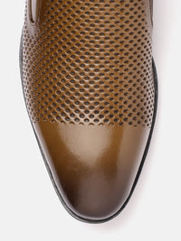 House of Pataudi Men Perforated Formal Slip-On Shoes