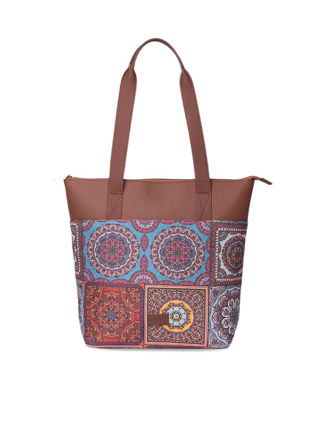 ZOUK Ethnic Motifs Printed Jute Tote Bag