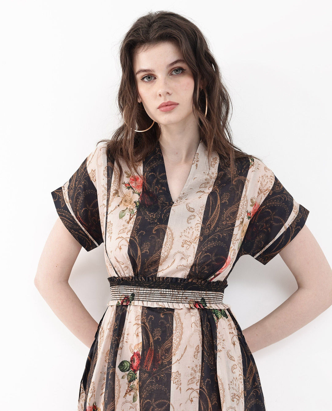 RAREISM Striped A-Line Midi Dress