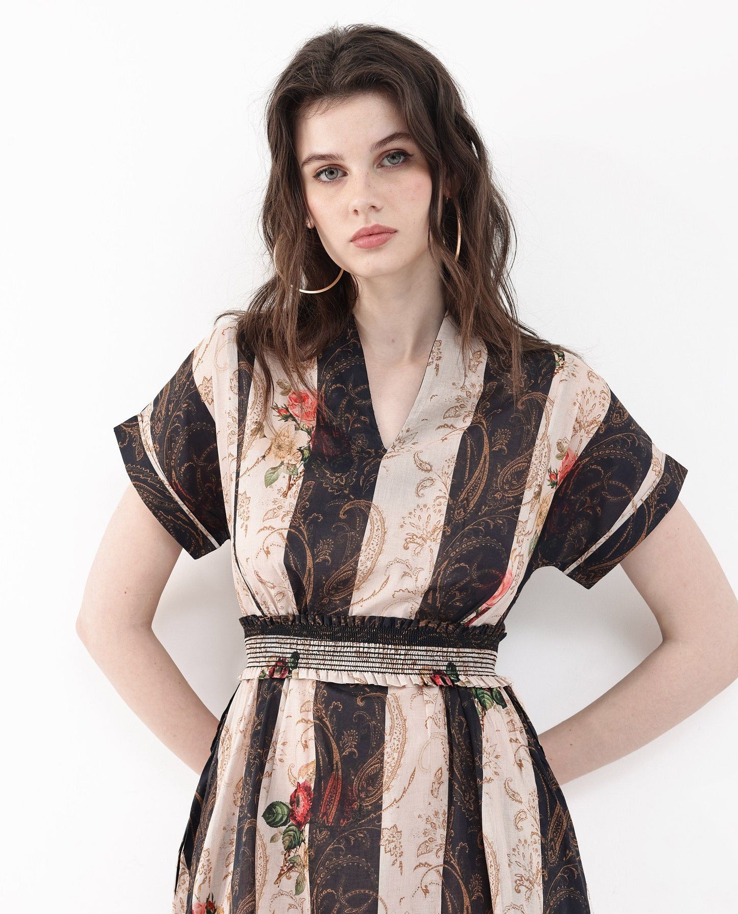 RAREISM Striped A-Line Midi Dress