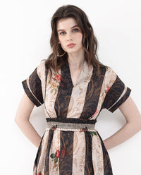 RAREISM Striped A-Line Midi Dress