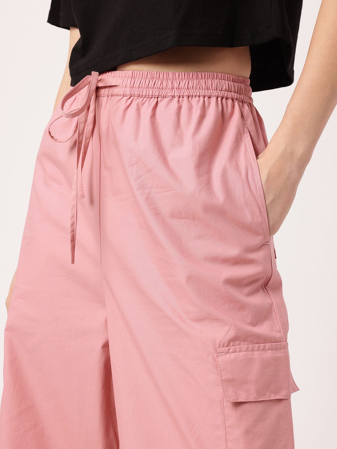 DressBerry Women Indie Street, Rose-Hued Cool Cargo Trousers