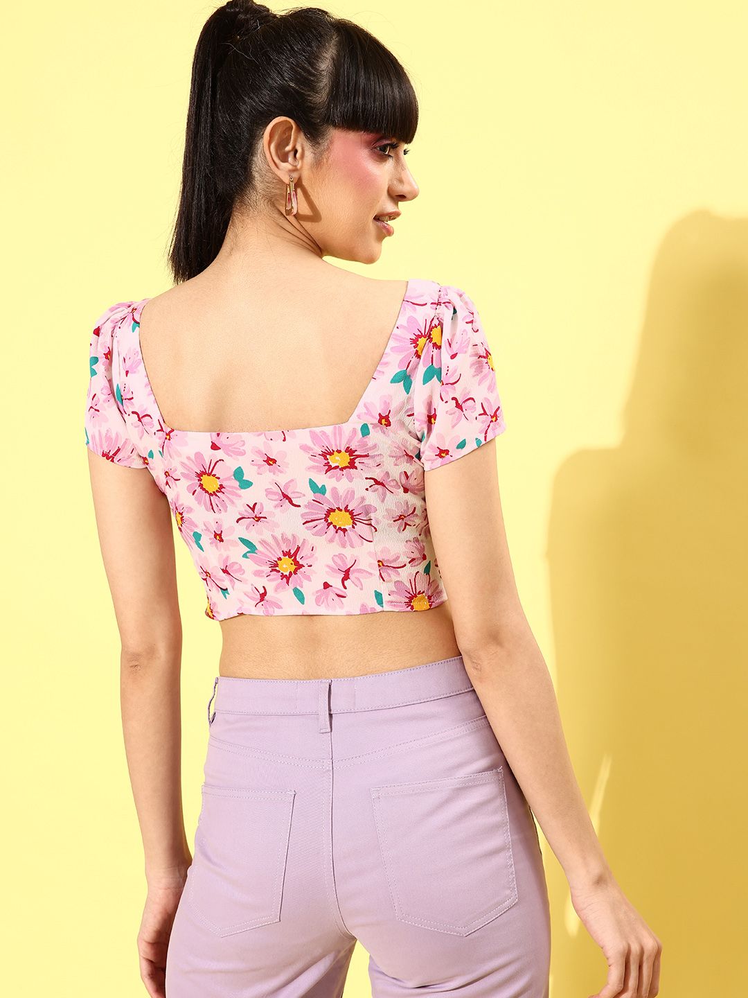 DressBerry Pink Floral Bustier Top