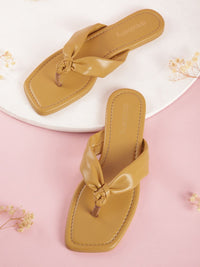 DressBerry Women Knot Detail Open Toe Flats