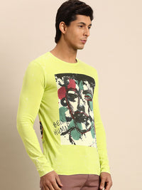 Being Human Men Lime Green Graphic Printed Pure Cotton T-shirt