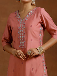 Libas Ethnic Motifs Floral Embroidered Straight Kurta with Trousers