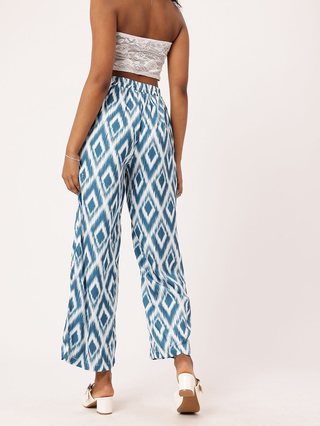 DressBerry Hippy Retro Meets Ikat Flared Wide Leg Trousers