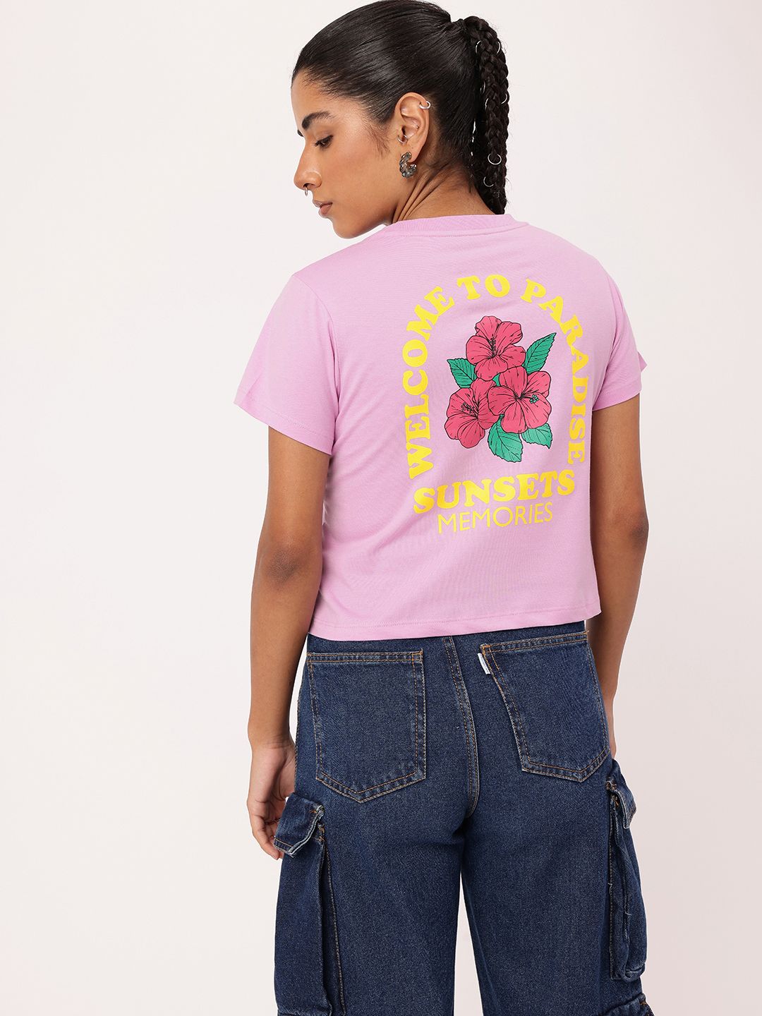 DressBerry Blissful Getaway Printed Crop T-shirt